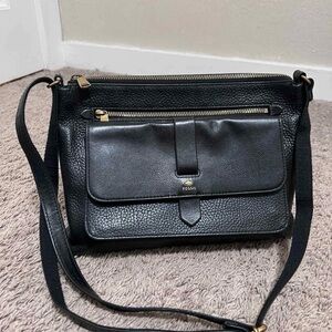 Fossil Kinley Small Black Crossbody Satchel